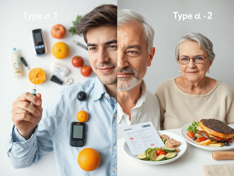 What are the main differences between Type 1 and Type 2 diabetes?