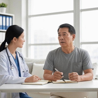 Patient discussing severe insulin-resistant diabetes management with a healthcare provider