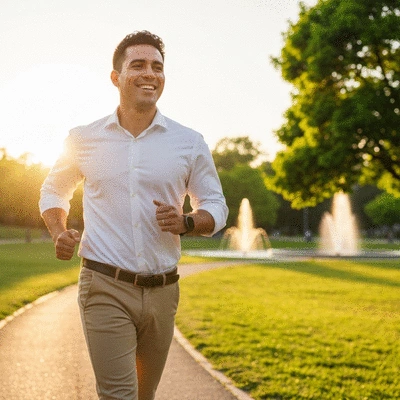 Person exercising and eating healthy food, symbolizing a smoke-free, healthy lifestyle