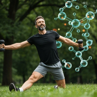 Person exercising outdoors, showing vitality and health
