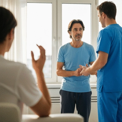 Adult patient discussing LADA with a doctor, looking at charts