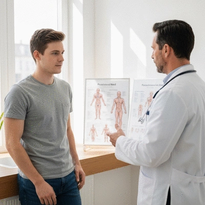 Patient discussing MODY treatment options with a doctor in a clinic setting