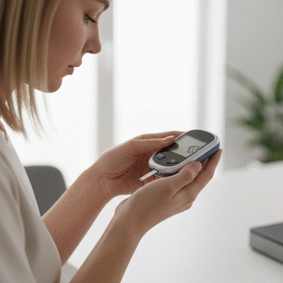 Diabetic patient monitoring blood sugar levels at home