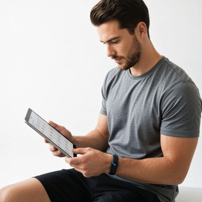 Person reviewing a personalized weekly exercise plan on a tablet