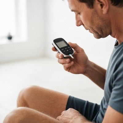 Person monitoring blood sugar levels after exercise